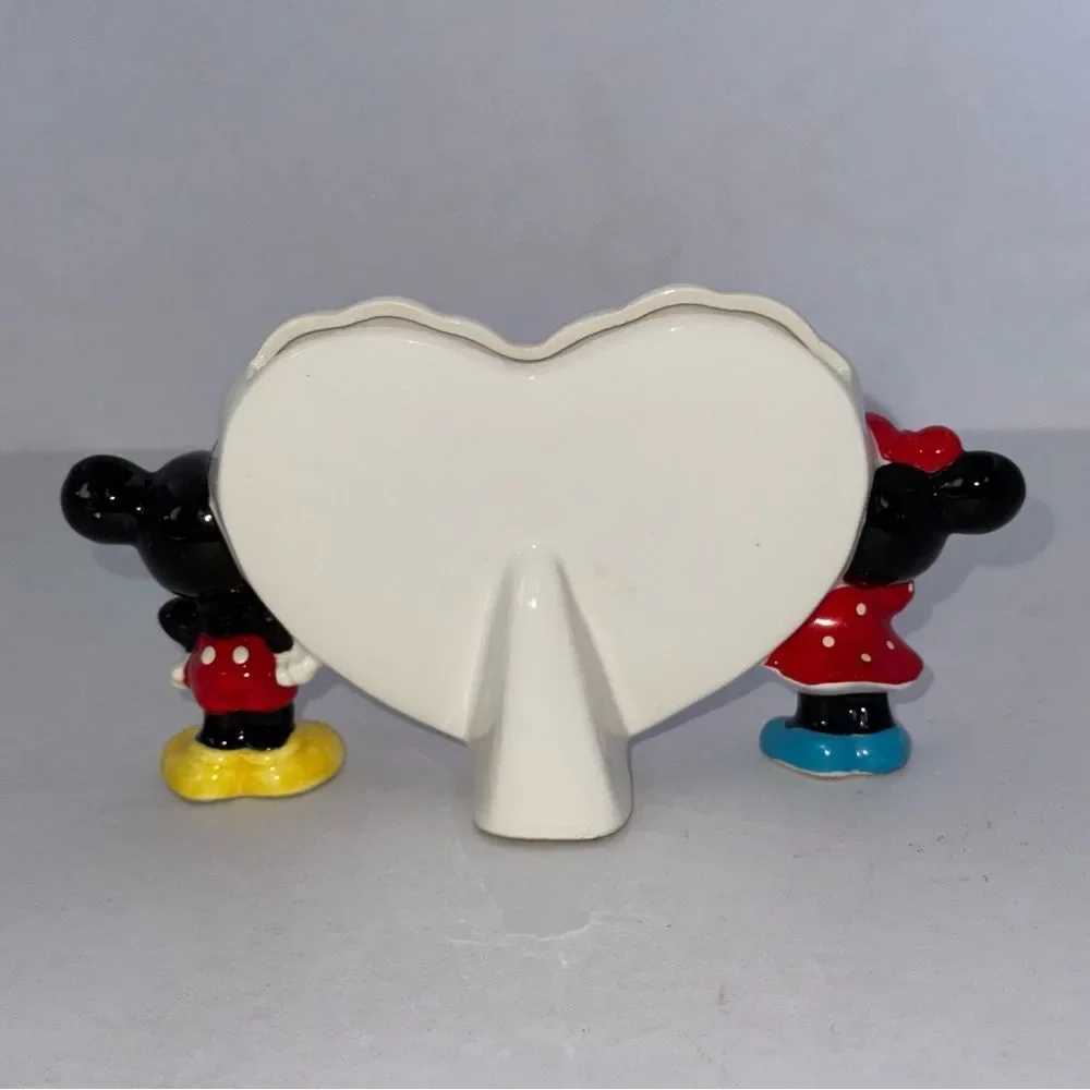 vintage Disney Mickey and Minnie Mouse ceramic heart-shaped picture frame